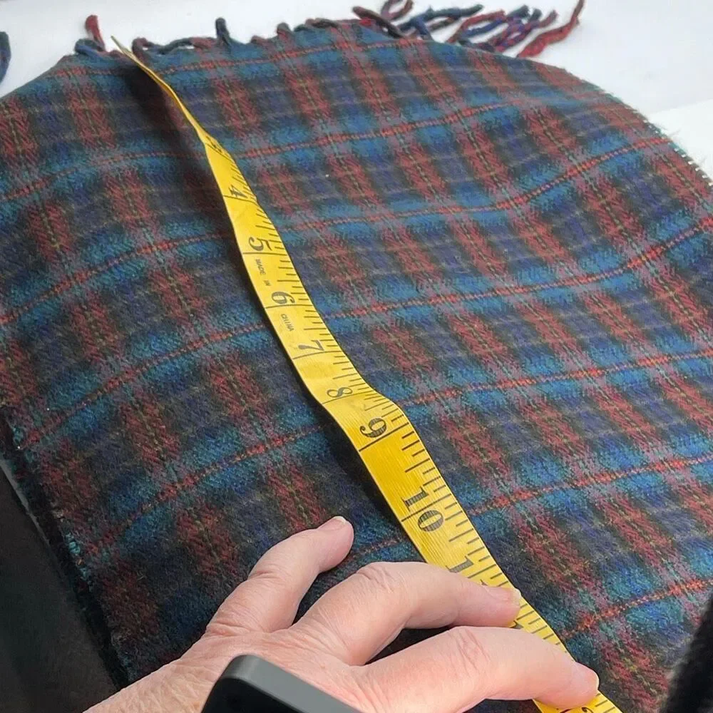 Vintage Christian Dior plaid 56”X11.5” scarf fringe